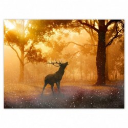 Plakat 135x100cm Jeleń w lesie