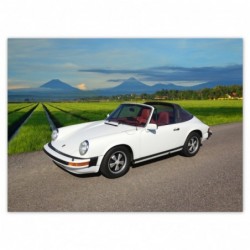 Plakat 135x100cm Białe Porsche